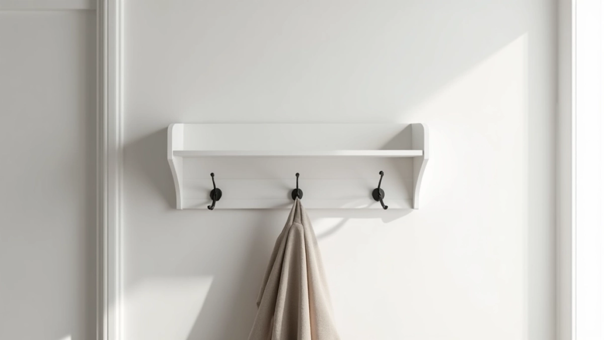 Biały wieszak z półką do przedpokoju