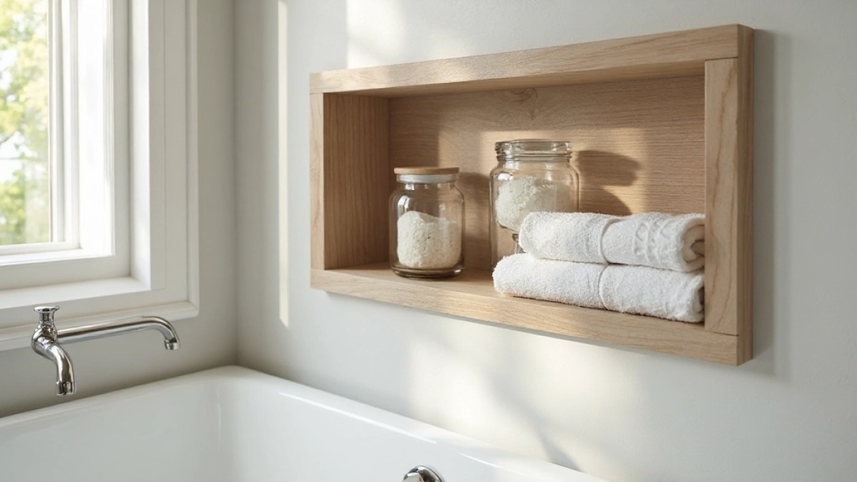 Półka nad wanną w ścianie