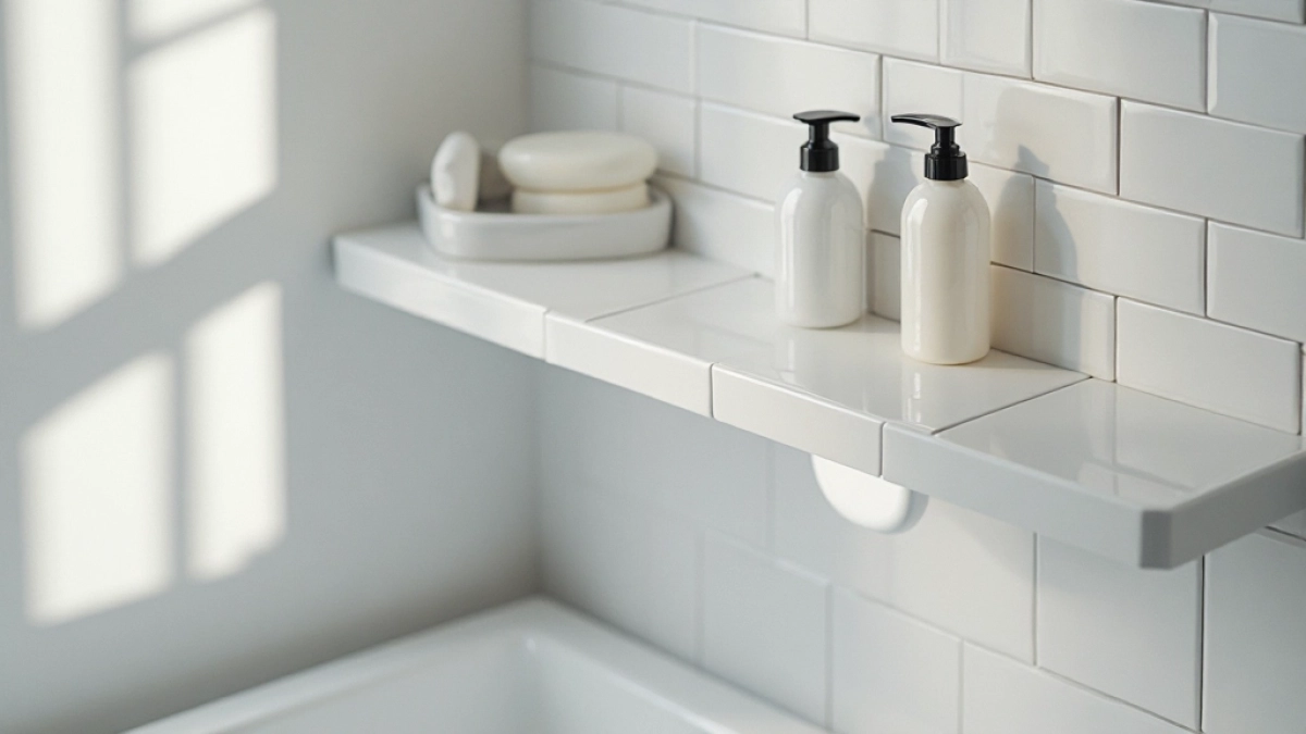 Półka nad wanną z płytek
