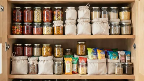 drewniane półki do spiżarni