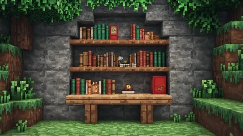 jak zrobić półkę z książkami w minecraft