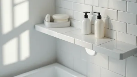 Półka nad wanną z płytek