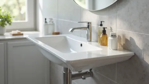 półka z płytek pod umywalkę